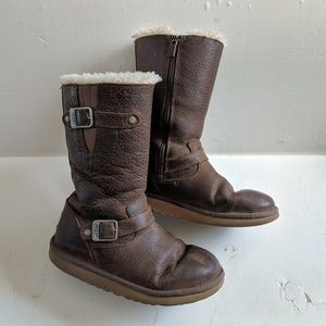 Ugg Sutter Leather Zip Shearling Boot Women's 7